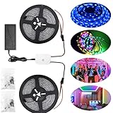 WiFi Smart LED Strip 5M Dynamische Farbe, Wasserdicht 150 LEDs 5050 RGB LED Strip, LED Strip Kit mit 12V 5A Netzteil, Arbeit mit Alexa/Google Home, für Dekorationen (2 * 5M)