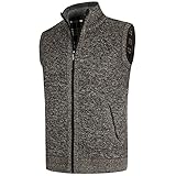 YOUTHUP Herren Strickweste Fleece-Fütterung Ärmellose Strickjacke mit Stehkragen Winter Dicker Gilet, Braun, L