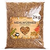 Mehlwürmer getrocknet, 2kg (entspricht 13 Litern) getrocknete Mehlwürmer, proteinreicher Snack für Wildvögel, Fische, Reptilien und Nager