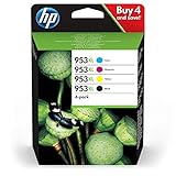 HP 953XL Multipack Druckerpatronen (mit hohe Reichweite für HP Officejet Pro) Schwarz, Magenta, Gelb, Cyan