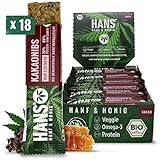 HANS Brainfood Bio Energieriegel aus nur 3 Zutaten Hanfsamen, Honig & Kakao Nibs | Regionaler Anbau in Bayern | Hanfriegel Wandern, Radsport, Sport