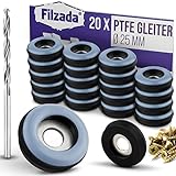 Filzada® 20x Teflongleiter zum Schrauben - Ø 25 mm (rund) - Möbelgleiter/Teppichgleiter PTFE (Teflon) inkl. Schrauben