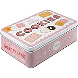 Nostalgic-Art Retro Vorratsdose Flach, Home & Country – Wonder Cookies – Geschenk-Idee für die Küche, Blech-Dose mit Deckel, Vintage-Design, 2,5 l