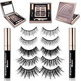 Magnetische Wimpern Fake Lashes Set - Magnet Wimpern mit Eyeliner, Wimpern Magnetisch, Künstliche Falsche Wimpern, Natürlich, Wiederverwendbar - Gratis Spiegel, Wimpernzange & Geschenkverpackung