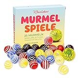 KLEINTOBER I Premium Murmeln I Handgemacht I Murmel Spiele I mit Anleitung für 5 Spiele I mit Transportbeutel I Glasmurmeln I Murmeln Kinder Klassiker I Murmeln Glas I Kinder Geschenke