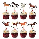 32 Stück Pferd Cupcake Toppers, Tortendeko Pferd, Pferd Kuchendeckel, Party Kuchen Dekoendeko, Pferde Konfetti Deko, Kinder Geburtstag Party Torte Deko Supplies,Kuchendeko