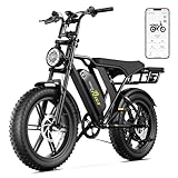 SISIGAD E Bikes Mountainbike Fatbike 20 Zoll Elektrofahrrad Herren Damen Elektro Fahrrad mit LCD Display und App, E Fatbike 48V 15Ah Batterie 250W Motor 25km/h E Fahrrad