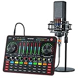 Live-Soundkarten-Set mit Kondensatormikrofon und Audio-Interface mit DJ-Mixer mit Soundeffekten Voice Changer Podcast-Studio-Ausrüstung für Telefon, PC, Aufnahme, YouTube, Live-Streaming (L12)