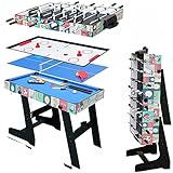 4 in 1 Multifunktionstisch Spieltisch Klappbar Tischkicker Spieletisch Multi Spieltisch Kicker Tischfußball Billardtisch Hockeytisch Tischtennistisch Geburtstag Weihnachten Geschenke 121.5x61x81.5CM