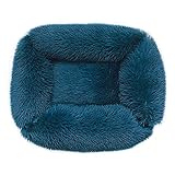 Weich Quadratisches Plüschbett for große Hunde, weich und warm, Hundesofa, Winter, dick, Haustierstreu, einfarbig, Katzenbett, Katzenkorb, Zwinger, Haustier Für Kätzchen und Welpen (Color : Blue Cyan