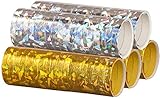 feiermeier® Silber & Gold Mix - Metallic Luftschlangen im 5er Sparpack - 5 Rollen mit je 18 holografisch-glitzernden Luftschlangen - für Silvester, Karneval, Fasching, Geburtstag, Hochzeit ®