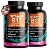 Vitamin B12 Lutschtabletten 480x HIMBEERE - 1000µg (mcg) aktives Methylcobalamin B12 - leckerer Geschmack - vegan & hochdosiert - vegane Tabletten zum Lutschen - Ohne Zuckerzusatz - mit Xylit gesüßt