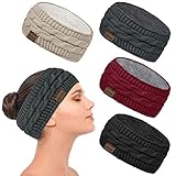 4 Pcs Winter Gestrickte Stirnband Damen Mädchen Frauen Häkelarbeit Stirnbänder Verdicken Haarband Ohrenwärmer Headwrap Kopfband Elastische Partei Outdoor-Sportarten