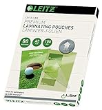 Leitz Heißlaminierfolien, A5, 100er Pack, Glänzend, Transparent, Folienstärke 80 mic, Premium-Qualität, UDT, 74920000