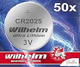 50 x Knopfzelle CR2025 Wilhelm Batterie Lithium 3V CR 2025 Industrieware…