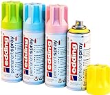 Permanent Spray edding 5200 Pastell-Set 4x200ml, Grün, Blau, Rosa, Gelb - Acryllack - Lackieren & Dekorieren von Glas, Metall, Holz, Keramik, Kunststoff, Leinwand, Farbsprühdosen + Ersatzsprühköpfe