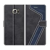 MOBESV Handyhülle für Samsung Galaxy S6 Edge Plus Hülle Leder, Samsung Galaxy S6 Edge Plus Klapphülle Handytasche Case für Samsung Galaxy S6 Edge Plus Handy Hüllen, Schwarz