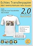 TransOurDream Echte Inkjet/Laser T-Shirt Transferpapier Transferfolie Bügelfolie,A4X10 Blatt,für Tintenstrahldrucker und Laserdrucker für helle Textilien,Kein gespiegelt drucken,Folie Aufbügeln(2-10)