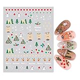 Eayoly Selbstklebende Weihnachtsnagelsticker | 3D-Design Weihnachtsnagelaufkleber für Nagelkunst - Schneeflocke Nagelabziehbilder Weihnachtsmann Schneeflocke Schneemann Weihnachtsglocke Baum Stock