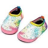 Yorgou Baby Strandschuhe Schwimmschuhe Badeschuhe Wasserschuhe Schnelltrocknende Aquaschuhe rutschfest Barfuss Schuh für Kinder Beach Pool, Gefärbt-2(fersenschutz), 19/20 EU