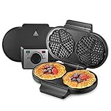 HOUSNAT Waffeleisen Doppelt Herzwaffeln, 1300 W, Waffelmaker für 10 klassische Herzwaffeln, Waffelgröße je 16 cm, Antihaftbeschichtung, Temperaturregler, Schwarz