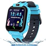 Kesasohe Smartwatch Kinder GPS Wasserdicht, SOS Kinder GPS Intelligente Uhr Tracker mit Handy Touchscreen Spiel Kamera Voice Chat Wecker für Jungen Mädchen Student Geschenk