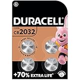 Duracell Specialty 2032 Lithium-Knopfzelle 3 V,mit Kindersichere Technologie, für die Verwendung in Schlüsselanhängern,Waagen, Wearables und medizinischen Geräten (CR2032 /DL2032),1stück(4er-Packung)