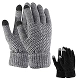 TAGVO 2 Paar Frauen Winter Strickhandschuhe,Paar Warme Handschuhe,Touchscreen Dünne Fleece Liner Vollfingerhandschuhe,Geeignet Für Indoor-Freizeitarbeit Oder Outdoor-Fahren Pendeln Einkaufen