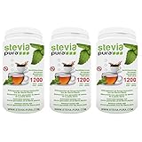 steviapura | Stevia Tabs - Nachfüllpackung - 3 x 1200 Stück (3600 Stück), Zuckerersatz in der günstigen Nachfüllpackung + GRATIS Dosierspender