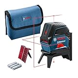 Bosch Professional Kreuzlinienlaser GCL 2-15 (roter Laser, Innenbereich, mit Lotpunkten, Arbeitsbereich: 15 m, 3x AA Batterien, Drehhalterung RM 1, Laserzieltafel, Schutztasche)