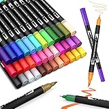 Pinselstift Set Pinselstiften Aquarellpinsel Brush Pen Set,Koilox 36 Farben Pinselstifte mit Zwei Spitzen, Pine Fineliners Filzstifte, Markierungen auf Wasserbasis