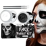 Luckxing Halloween-Schminkfarbe,Face Body Paint Set Schwarz-Weiß-Farben - Halloween Body Painting Set mit Pinsel für Cosplay Party Supplies