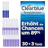 Clearblue Kinderwunsch Fertilitätsmonitor / Zykluscomputer Nachfüllpackung, 33 Tests (30x Ovulationstest / Fruchtbarkeitstest für Frauen zur Bestimmung des Eisprungs & 3x Schwangerschaftstest)