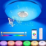 Wholede LED Deckenleuchte Dimmbar mit Bluetooth Lautsprecher, LED Deckenlampe mit Fernbedienung oder APP-Steuerung, RGB Farbwechsel, Musikwiedergabe für Schlafzimmer Badezimmer Wohnzimmer