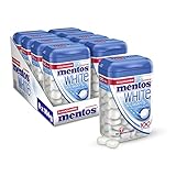 Mentos White Kaugummi, 8 Dosen à 100 Stück im Multipack, Pfefferminz Geschmack, zuckerfreie Zahnpflege