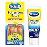 Scholl Schrundensalbe Active Repair K+ gegen Hautschäden an rauen, trockenen & rissigen Fersen – Mit 25% Urea & Keratin – 1 x 60ml Fußcreme