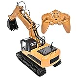 Cocoarm Schaufelbagger 2.4G Remote Control Bagger 1/14 Skala 15 Kanal Elektronische Bagger Baufahrzeuge Fernbedienung Truck mit LED Signallichter Fahrzeuge Spielzeug