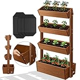 KESSER® Hochbeet Mit 4 Etagen Premium Blumenkasten Blumentreppe Pflanztreppe - Gemüsebeet Kräuterbeet Pflanzkübel Frühbeet Blumenbeet Pflanzkasten inkl. Gartenvlies- Beet für Terrasse Balkon & Garten