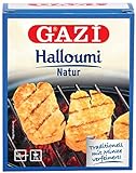 Gazi Halloumi Natur - 5x 250gramm Vakuum - Pfannenkäse Pfanne Grillkäse Grill Ofenkäse Ofen 43% Fett in Vakuumverpackung mit Minze Schnittkäse Käse mikrobielles Lab Halal vegetarisch glutenfrei