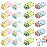 20Pcs Radiergummi Kinder,2B Weiche Radiergummi mit Dinosauriermuster,Kinder Radierer,2B Schule Radiergummi Set für Schulen Skizzen Büro Zeichen(4 Farben)