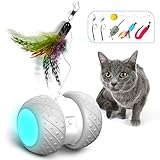 HOFIT Interaktives Elektrischer Katzenspielzeug Automatischer Drehender Katzenball mit LED-Lichtspielzeug,Katzen Roller Ball Intelligenzspielzeug Für Kätzchen und Hund (A)