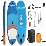 ephex Stand Up Paddling Board, Standup Paddle, aufblasbar Paddle Board, SUP Board mit D-Ringen für Kajak Sitz, Premium Sup Board Zubehör & Rucksack, Leash, Paddel, wasserdichte Tasche und Handpumpe