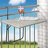 Balkonhängetisch 60x40 cm Rattanoptik Hängetisch Klapptisch Weide Balkontisch klappbar Terrassentisch zum Einhängen grau 60382