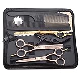 Purple Dragon Haarschere 5,5Zoll Profi Friseurschere Friseurscheren set perfekt Haarschnitt für Damen und Herren Sharfe Schere für Barbier / Friseur / Anfänger (Roségold)