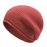 ZLYC Damen Strickmütze Slouchy Beanie Mütze Weich Winter Stretch Skull Cap, Massives Rostrot, Einheitsgröße