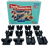 TOY2 Builder Set Small mit 12 Schienenverbindern Kompatibel mit BRIO Eisenbahn & Lego Duplo Bausteine - Bauset 3 Verschiedene Track Connectors - Nachhaltige Holzeisenbahn & Holzschienen Set Verbinder