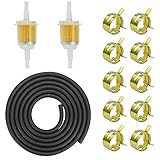 Vegena Benzinschlauch Kit, 2 Meter Ø 5mm Kraftstoffleitung 2 Stück 8mm Benzinfilter 10 Stück Schlauchschellen für PKW Auto Motorrad Rasenmäher Roller