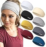 TERSE 8 Stück Haarband Damen Stirnband Stirnbänder Sport Elastisch Baumwolle Breit Haarreifen Yoga Haarbänder Sommer Bandana