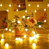 LED Lichterkette Strombetrieben,23M Lichterkette Kugel warmweiß mit Stecker für Außen und Innen,IP65 Wasserdicht Lichterketten mit Dimmbar Fernbedienung,Ideal für Zimmer,Weihnachten,Party,Garten