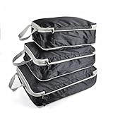 xzatope 3 Stück Packtaschen Kompression Set, Erweiterbare Kompressionswürfel Reise Rucksack Packbeutel für Kleidung Schuhe Leichte Packwürfel Kompressionsbeutel wasserdichte Nylon Kofferorganizer